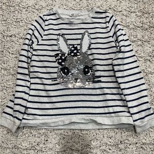 H&M Kids Striped Sweatshirt with Sequin Bunny